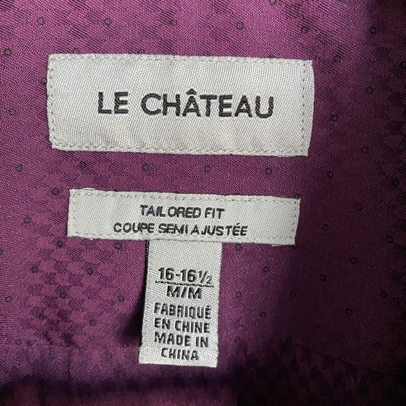 Le Chateau Tailored Fit Men's Purple Long Sleeve Button‎ Up Shirt Size 16-16.5 - Picture 2 of 11